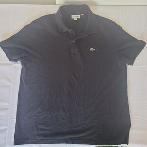 Lacoste Mens Slim Fit Polo Shirt Size 7 XXL Black Short Sleeve Croc Logo